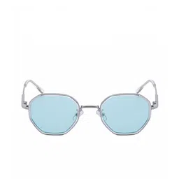 HASHTAG EYEWEAR Unisex Blue Lens & Silver-Toned Round Sunglasses with image 2
