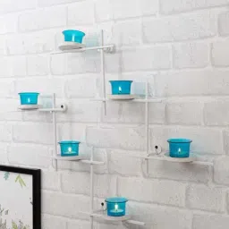 Homesake Turquoise Metal Scorching Ladder With Votive Wall Hanging Candle Holder - Set of 6-image-81