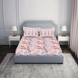 Spaces Atrium Pink 100% Cotton 144 TC Double Bedsheet with 2 Pillow Covers-picture-31