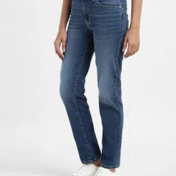 Levi's Blue Cotton Straight Fit High Rise Jeans image 3