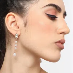 Sohi Gold Plated Party Designer Stone Dangler Earrings image 3