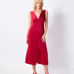 Cover Story Red Relaxed Fit Midi Dress-image-22