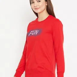 Sweet Dreams Women Red Solid Sweatshirt image 3
