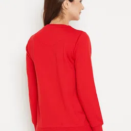 Sweet Dreams Women Red Solid Sweatshirt image 4