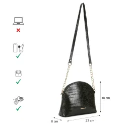 Fastrack Black Textured Medium Sling Handbag image 3