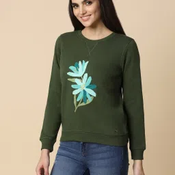 Allen Solly Olive Floral Print Sweatshirt image 3