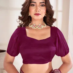 Saree Mall Purple Woven Saree With Unstitched Blouse image 3