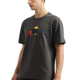 United Colors of Benetton Grey Pure Cotton Boxy fit Print T-Shirts image 3