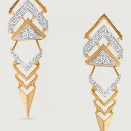 Mia by Tanishq Zigzag Spark Gold & Diamond Drop Earrings for Women image 3