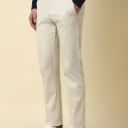 Allen Solly Cream Slim Fit Texture Trousers image 3