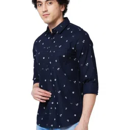 Spykar Blue Cotton Regular Fit Printed Shirt image 3