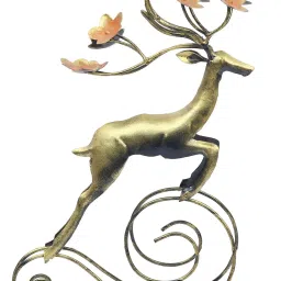 Aapno Rajasthan Golden Metal Decorative Reindeer With Flower¿ image 3