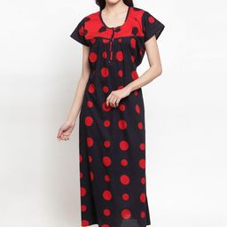 Secret Wish Women Printed Pure Cotton Maxi Nightdress-picture-45