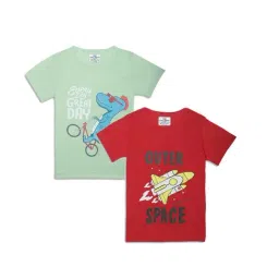 Vimal Jonney Kids Red & Green Printed T-Shirt (Pack of 2)-picture-17