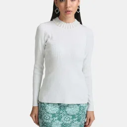Kazo White Embellished Pullover image 3
