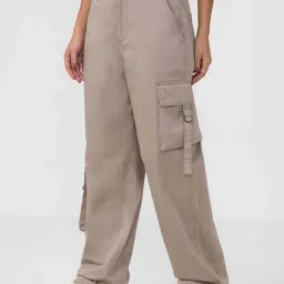 The Souled Store Brown 100% Cotton Solid Trouser image 3