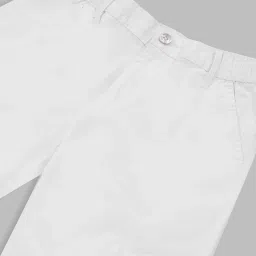 Cavio Boys White Cotton Solid Cargo Trousers with Belt image 3