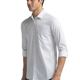 ColorPlus Grey Pure Cotton Tailored Fit Printed Shirt image 3