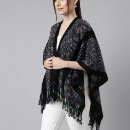 showoffff SHOWOFF Black Striped Poncho image 3