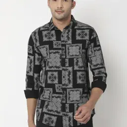 Spykar Black Cotton Slim Fit Printed Shirt-picture-26