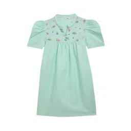 Elle Kids Green Embroidered Dress-image-27