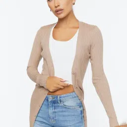Forever 21 Beige Full Sleeves Cardigan-image-15