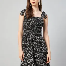 Rare Black Floral Print A Line Dress-image-60