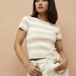 Ginger by Lifestyle Cream Striped Top-image-4