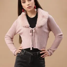 Mafadeny Peach Self Pattern Cardigan-picture-18