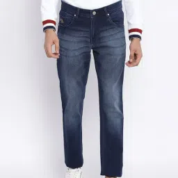 Cantabil Blue Regular Fit Lightly Washed Jeans-image-36