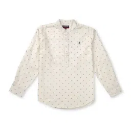 Gini & Jony Kids White Cotton Printed Full Sleeves Shirt-picture-31