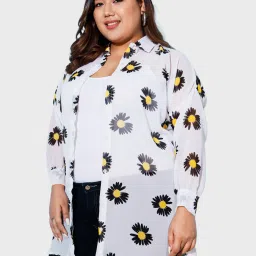 BUYNEWTREND White Floral Print Shirt image 3
