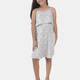 Kiddopanti Girls White Printed Casual Dresses-image-78