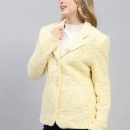 Monte Carlo Mustard Regular fit Self Design Coat image 3