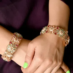 Odette Multicolor Embellished Bangles For Women-Set Of 2 image 3