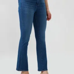 Spykar Mid Blue Solid Flare Fit High Rise Jeans image 3