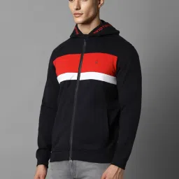 Louis Philippe Black Regular Fit Colour Block Hooded Sweatshirt image 3