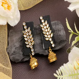 Anouk Gold Plated Kundan Studded Classic Drop Earrings image 5