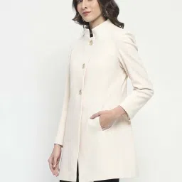 MADAME Off White Solid Coat image 3