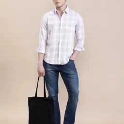 Crocodile Pink Cotton Checked Regular Fit Shirt image 5