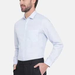 Turtle Men Blue Smart Slim Fit Solid Formal Shirt image 2