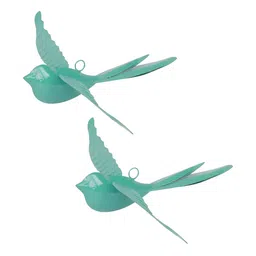 Living With Elan 2-Pcs Sea Green Bird Shaped Hangings Wall Decor image 1