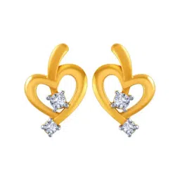 p.c. chandra jewellers BIS Hallmarked 14k Yellow Gold Heart Designed Stud Earrings for Women & Girls-picture-17