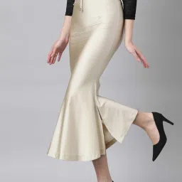 TWIN BIRDS Beige Plain Saree Shapewear image 3