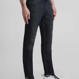 Jack & Jones Dark Blue Denim Cotton Slim Fit Distressed Jeans image 3