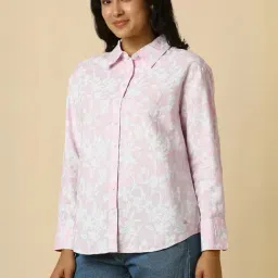 Allen Solly Pink Cotton Linen Regular Fit Printed Shirt image 3