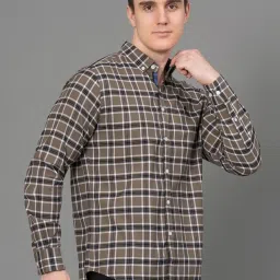 Red Tape Dark Olive Regular Fit Check Shirt image 3