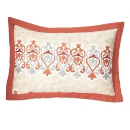 Maspar Hues Nouveau Tradition Kaleen Global Red & Beige Cotton 300 TC Pillow Sham - Set of 2 image 2