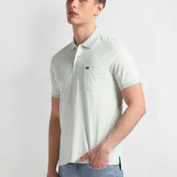 arrow sport Arrow Sports Green Cotton Regular Fit Printed Polo T-Shirt image 3