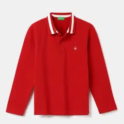 United Colors of Benetton Kids Red Cotton Regular Fit Full Sleeves Polo T-Shirt-picture-42